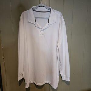 Men’s Long Sleeve Polo Shirt Size 4X | White Textured Knit | Big & Tall Comfort